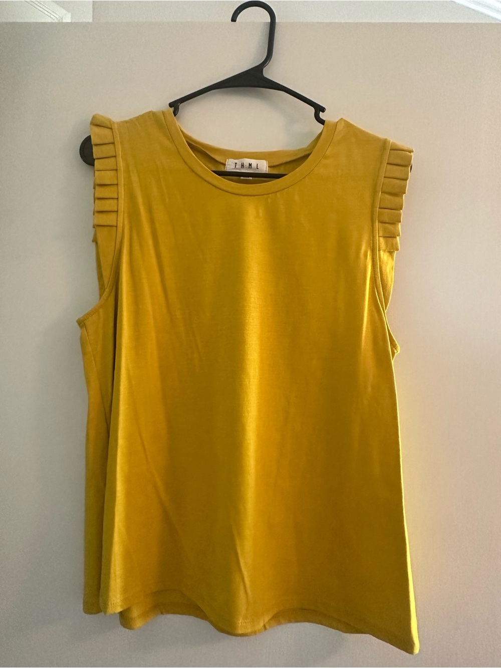 THML Mustard Ruffle-Shoulder Tank Top